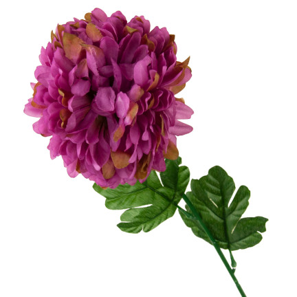 CV14384-5 CHRYZANTEMA GAŁĄZKA 70cm SZTUCZNE KWIATY DO STROIKA DUŻY KWIAT 13cm NA GRÓB PURPUROWA