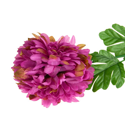 CV14384-5 CHRYZANTEMA GAŁĄZKA 70cm SZTUCZNE KWIATY DO STROIKA DUŻY KWIAT 13cm NA GRÓB PURPUROWA