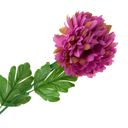 CV14384-5 CHRYZANTEMA GAŁĄZKA 70cm SZTUCZNE KWIATY DO STROIKA DUŻY KWIAT 13cm NA GRÓB PURPUROWA