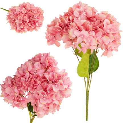 CV15124-3 HORTENSJA BUKIET HORTENSJI 5 KWIATÓW RÓŻOWY 50CM PIĘNY GĘSTY DO WAZONU