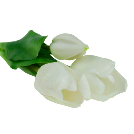 CV17690-2 BUKIET TULIPANÓW GUMOWANYCH SILIKONOWYCH 3SZT LUX BIAŁE TULIPANY jak ŻYWE