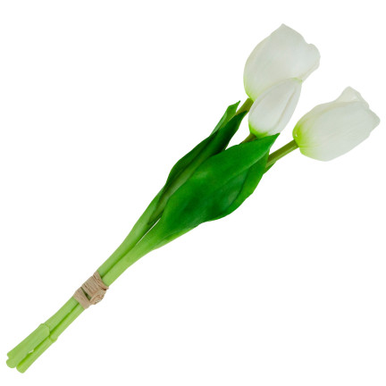 CV17690-2 BUKIET TULIPANÓW GUMOWANYCH SILIKONOWYCH 3SZT LUX BIAŁE TULIPANY jak ŻYWE