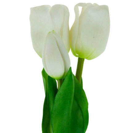 CV17690-2 BUKIET TULIPANÓW GUMOWANYCH SILIKONOWYCH 3SZT LUX BIAŁE TULIPANY jak ŻYWE