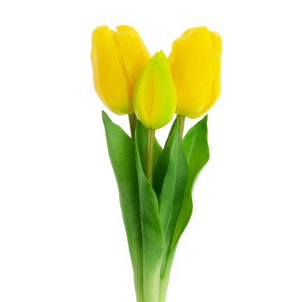 CV17690-3 BUKIET TULIPANÓW GUMOWANYCH SILIKONOWYCH 3SZT LUX ZÓŁTE TULIPANY jak ŻYWE