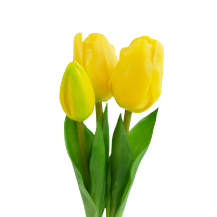 CV17690-3 BUKIET TULIPANÓW GUMOWANYCH SILIKONOWYCH 3SZT LUX ZÓŁTE TULIPANY jak ŻYWE