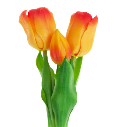 CV17690-4 BUKIET TULIPANÓW GUMOWANYCH SILIKONOWYCH 3szt LUX pomarańcz TULIPANY jak ŻYWE