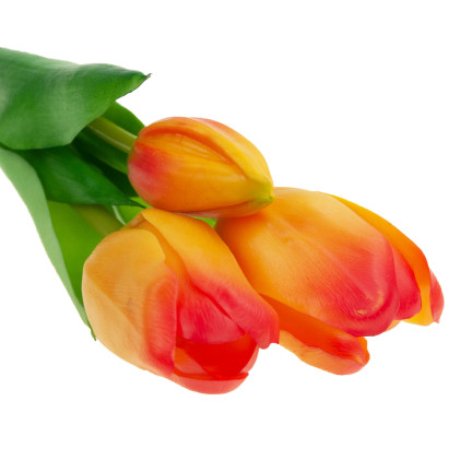 CV17690-4 BUKIET TULIPANÓW GUMOWANYCH SILIKONOWYCH 3szt LUX pomarańcz TULIPANY jak ŻYWE