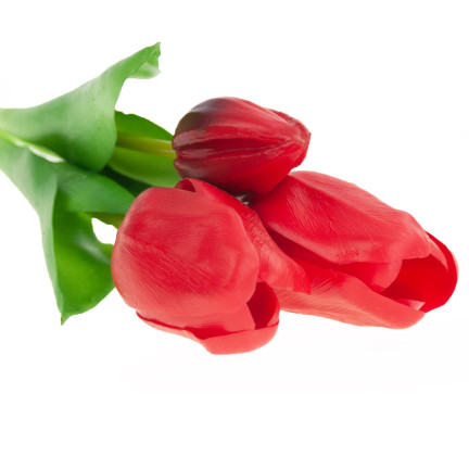 CV17690-7 BUKIET TULIPANÓW GUMOWANYCH SILIKONOWYCH 3SZT LUX CZERWONE TULIPANY jak ŻYWE
