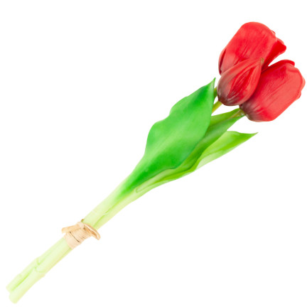 CV17690-7 BUKIET TULIPANÓW GUMOWANYCH SILIKONOWYCH 3SZT LUX CZERWONE TULIPANY jak ŻYWE