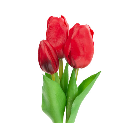 CV17690-7 BUKIET TULIPANÓW GUMOWANYCH SILIKONOWYCH 3SZT LUX CZERWONE TULIPANY jak ŻYWE