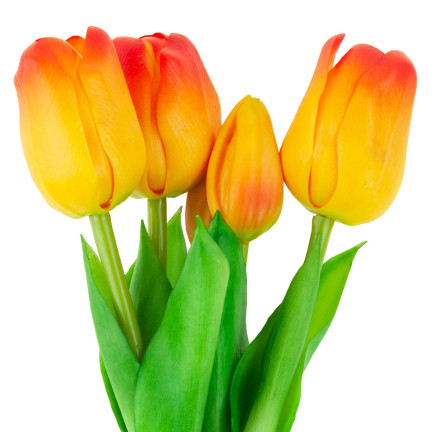 CV17692-4 TULIPANY BUKIET TULIPANÓW GUMOWANE GUMOWE JAK ŻYWE REALISTYCZNE POMARAŃCZOWE