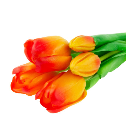 CV17692-4 TULIPANY BUKIET TULIPANÓW GUMOWANE GUMOWE JAK ŻYWE REALISTYCZNE POMARAŃCZOWE