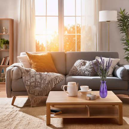 Sztuczne kwiaty wrzosu, gałązka do kompozycji bukietu, fioletowy, dekoracja, 5 gałązek, 34cm