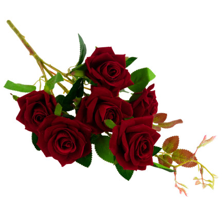 CV17908-10 BUKIET RÓŻ WELUROWYCH CZERWONYCH RÓŻE JAK ŻYWE PIĘKNE W BUKIECIE REAL