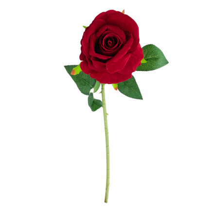 CV17916-10 RÓŻA POJEDYŃCZA WELUROWA JAK ŻYWA SZTUCZNA BORDO