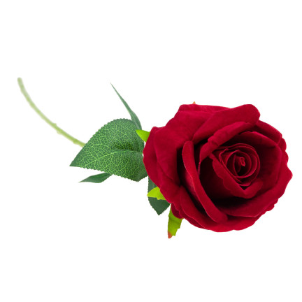 CV17916-10 RÓŻA POJEDYŃCZA WELUROWA JAK ŻYWA SZTUCZNA BORDO