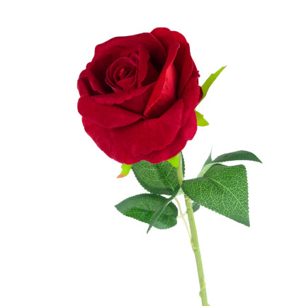 CV17916-10 RÓŻA POJEDYŃCZA WELUROWA JAK ŻYWA SZTUCZNA BORDO