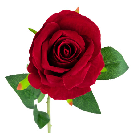 CV17916-10 RÓŻA POJEDYŃCZA WELUROWA JAK ŻYWA SZTUCZNA BORDO
