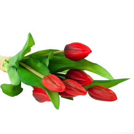 CV18674-11 TULIPANY BUKIET TULIPANÓW GUMOWANE GUMOWE JAK ŻYWE silikonowe CZERWONE
