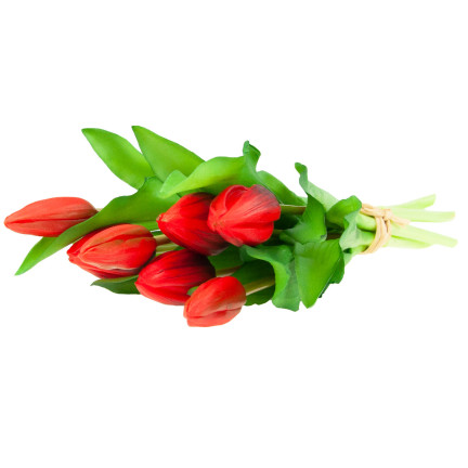 CV18674-11 TULIPANY BUKIET TULIPANÓW GUMOWANE GUMOWE JAK ŻYWE silikonowe CZERWONE