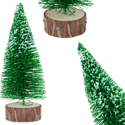 CV20919-5 CHOINKA NA PNIU FIGURKA OPRÓSZONA ŚNIEGIEM BROKAT