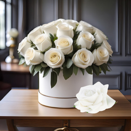 Róża wyrobowa, główka kwiatowa, welurowa, białą, realistyczna, do flowerboxów