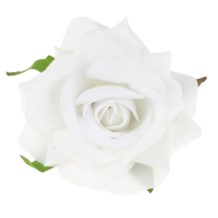 Róża wyrobowa, główka kwiatowa, welurowa, białą, realistyczna, do flowerboxów