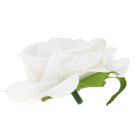 Róża wyrobowa, główka kwiatowa, welurowa, białą, realistyczna, do flowerboxów