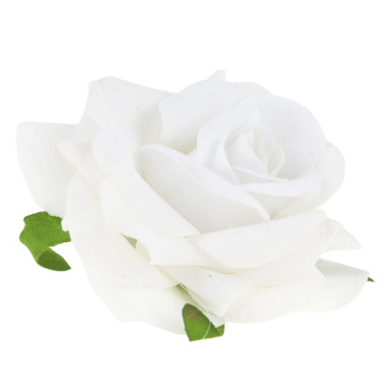 Róża wyrobowa, główka kwiatowa, welurowa, białą, realistyczna, do flowerboxów