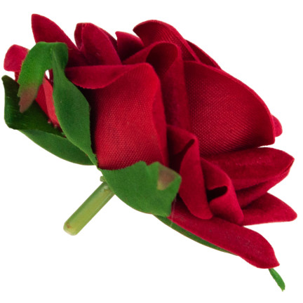 CV23968-2 Róża Wyrobowa Główka Kwiatu Sztuczne Kwiaty Jak Żywe do Stroików Bordowa welurowa