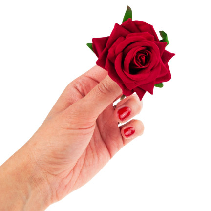 CV23968-2 Róża Wyrobowa Główka Kwiatu Sztuczne Kwiaty Jak Żywe do Stroików Bordowa welurowa