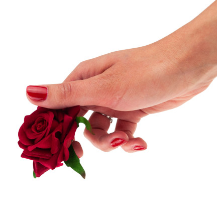 CV23968-2 Róża Wyrobowa Główka Kwiatu Sztuczne Kwiaty Jak Żywe do Stroików Bordowa welurowa