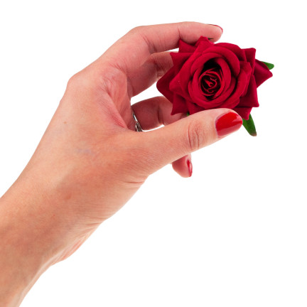 CV23968-2 Róża Wyrobowa Główka Kwiatu Sztuczne Kwiaty Jak Żywe do Stroików Bordowa welurowa