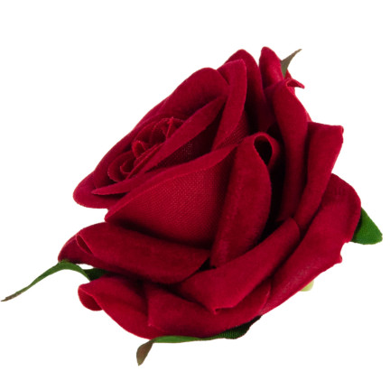 CV23968-2 Róża Wyrobowa Główka Kwiatu Sztuczne Kwiaty Jak Żywe do Stroików Bordowa welurowa