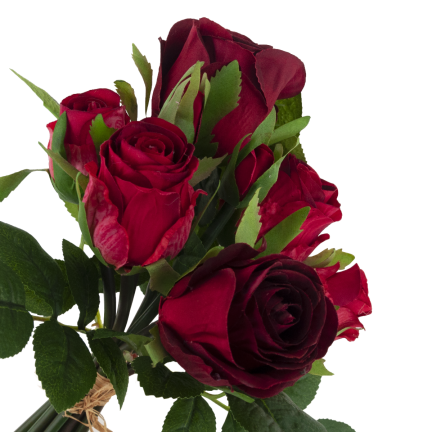 CV26349-7 BUKIET RÓŻ WELUROWYCH CZERWONYCH GĘSTY RÓŻE JAK ŻYWE PIĘKNE W BUKIECIE REAL