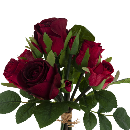 CV26349-7 BUKIET RÓŻ WELUROWYCH CZERWONYCH GĘSTY RÓŻE JAK ŻYWE PIĘKNE W BUKIECIE REAL