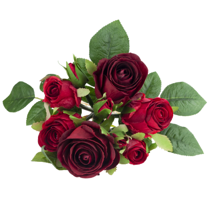 CV26349-7 BUKIET RÓŻ WELUROWYCH CZERWONYCH GĘSTY RÓŻE JAK ŻYWE PIĘKNE W BUKIECIE REAL