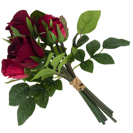 CV26349-7 BUKIET RÓŻ WELUROWYCH CZERWONYCH GĘSTY RÓŻE JAK ŻYWE PIĘKNE W BUKIECIE REAL