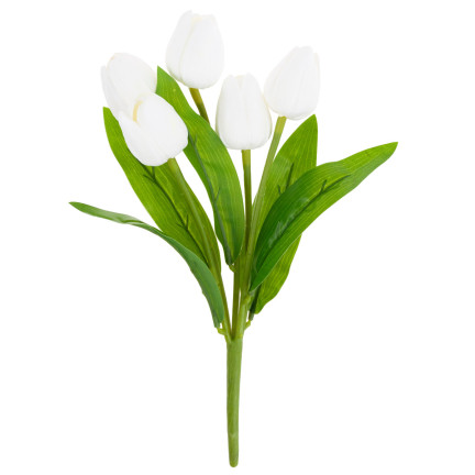 CV26805-2 TULIPAN BUKIET TULIPANÓW BIAŁY PIĘKNY JAK ŻYWY TULIPANY PIANKOWE SZTUCZNE