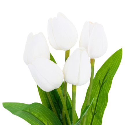 CV26805-2 TULIPAN BUKIET TULIPANÓW BIAŁY PIĘKNY JAK ŻYWY TULIPANY PIANKOWE SZTUCZNE