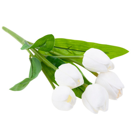 CV26805-2 TULIPAN BUKIET TULIPANÓW BIAŁY PIĘKNY JAK ŻYWY TULIPANY PIANKOWE SZTUCZNE