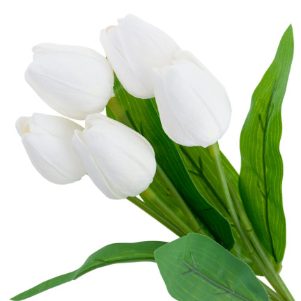 CV26805-2 TULIPAN BUKIET TULIPANÓW BIAŁY PIĘKNY JAK ŻYWY TULIPANY PIANKOWE SZTUCZNE