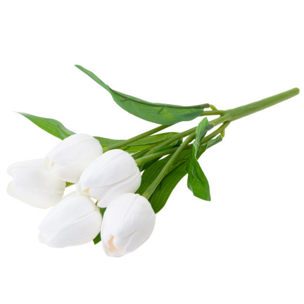 CV26805-2 TULIPAN BUKIET TULIPANÓW BIAŁY PIĘKNY JAK ŻYWY TULIPANY PIANKOWE SZTUCZNE