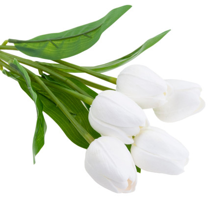 CV26805-2 TULIPAN BUKIET TULIPANÓW BIAŁY PIĘKNY JAK ŻYWY TULIPANY PIANKOWE SZTUCZNE