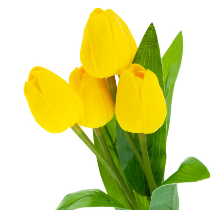 CV26805-5 TULIPAN DUŻY BUKIET TULIPANÓW X5 SZTUCZNE KWIATY TULIPANY W BUKIECIE ŻÓŁTE