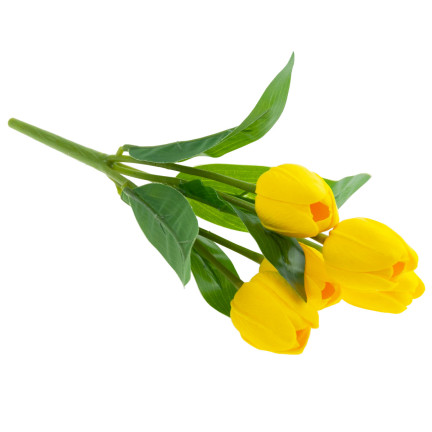 CV26805-5 TULIPAN DUŻY BUKIET TULIPANÓW X5 SZTUCZNE KWIATY TULIPANY W BUKIECIE ŻÓŁTE