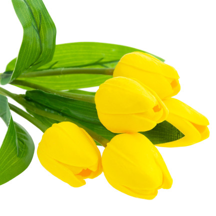 CV26805-5 TULIPAN DUŻY BUKIET TULIPANÓW X5 SZTUCZNE KWIATY TULIPANY W BUKIECIE ŻÓŁTE