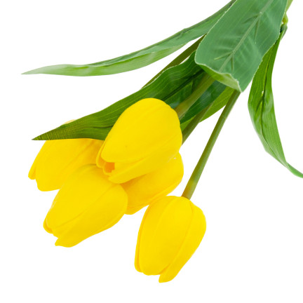 CV26805-5 TULIPAN DUŻY BUKIET TULIPANÓW X5 SZTUCZNE KWIATY TULIPANY W BUKIECIE ŻÓŁTE