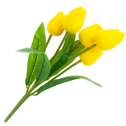 CV26805-5 TULIPAN DUŻY BUKIET TULIPANÓW X5 SZTUCZNE KWIATY TULIPANY W BUKIECIE ŻÓŁTE
