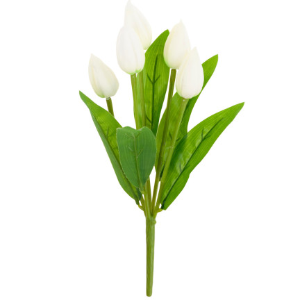 CV26806-1 TULIPAN BUKIET TULIPANÓW BIAŁY PIĘKNY JAK ŻYWY TULIPANY PIANKOWE SZTUCZNE